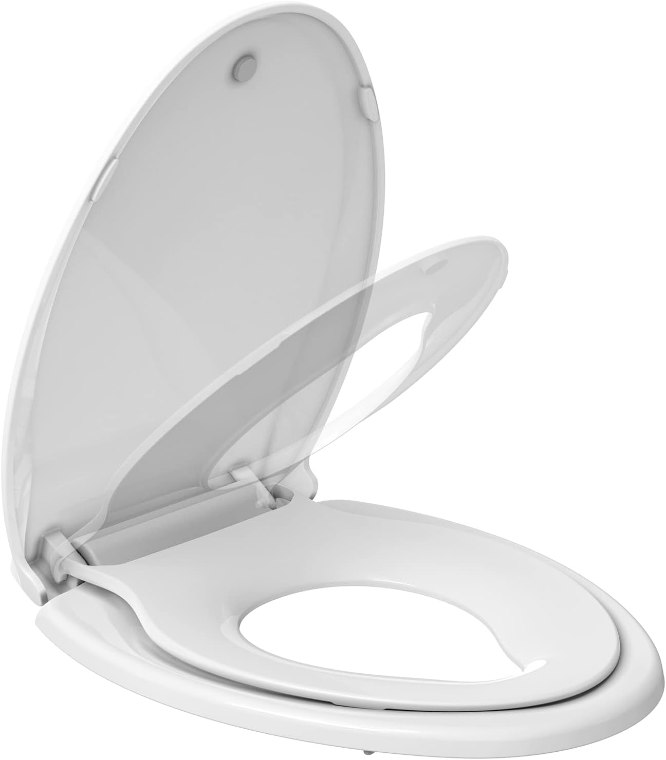 Danolapsi Elongated Toilet Seat with Built in Potty Training Seat,Quiet-Close Lid and Seat,Never Loosen,Potty Training Toilet Seat for Toddlers,Quick-Attach Hardware,Fits both Adult and Child