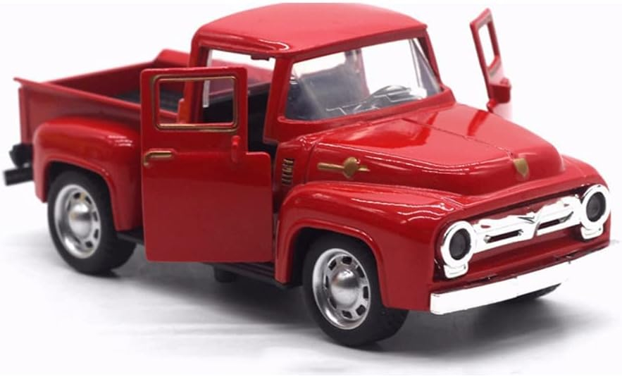 Vintage Truck Decor,Pickup Metal Vehicle for Farmhouse Mini Truck Adornment Home/Table/Desk Xmas Ornaments Festivals Truck with Movable Wheels Valentine's Day Decor Christmas/Birthday Gifts for Kids