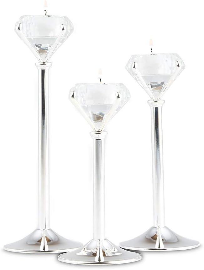 Weddingstar Diamond Shaped Tealight Holders - Silver - Set of 3