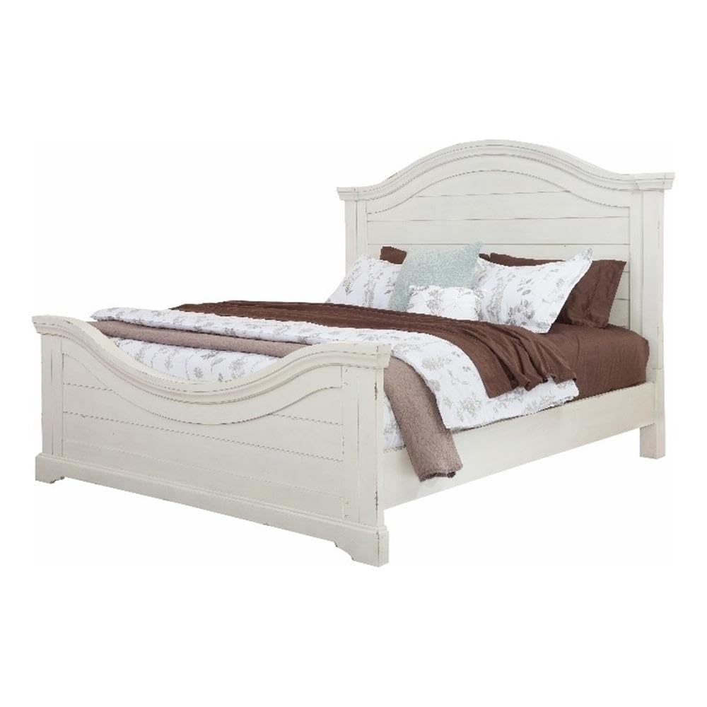 American Woodcrafters Stonebrook Antique White Wood King Panel Bed