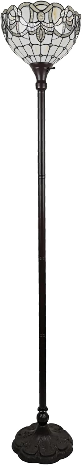 Tiffany Style Vintage Torchiere Floor Lamp - 72" Tall
