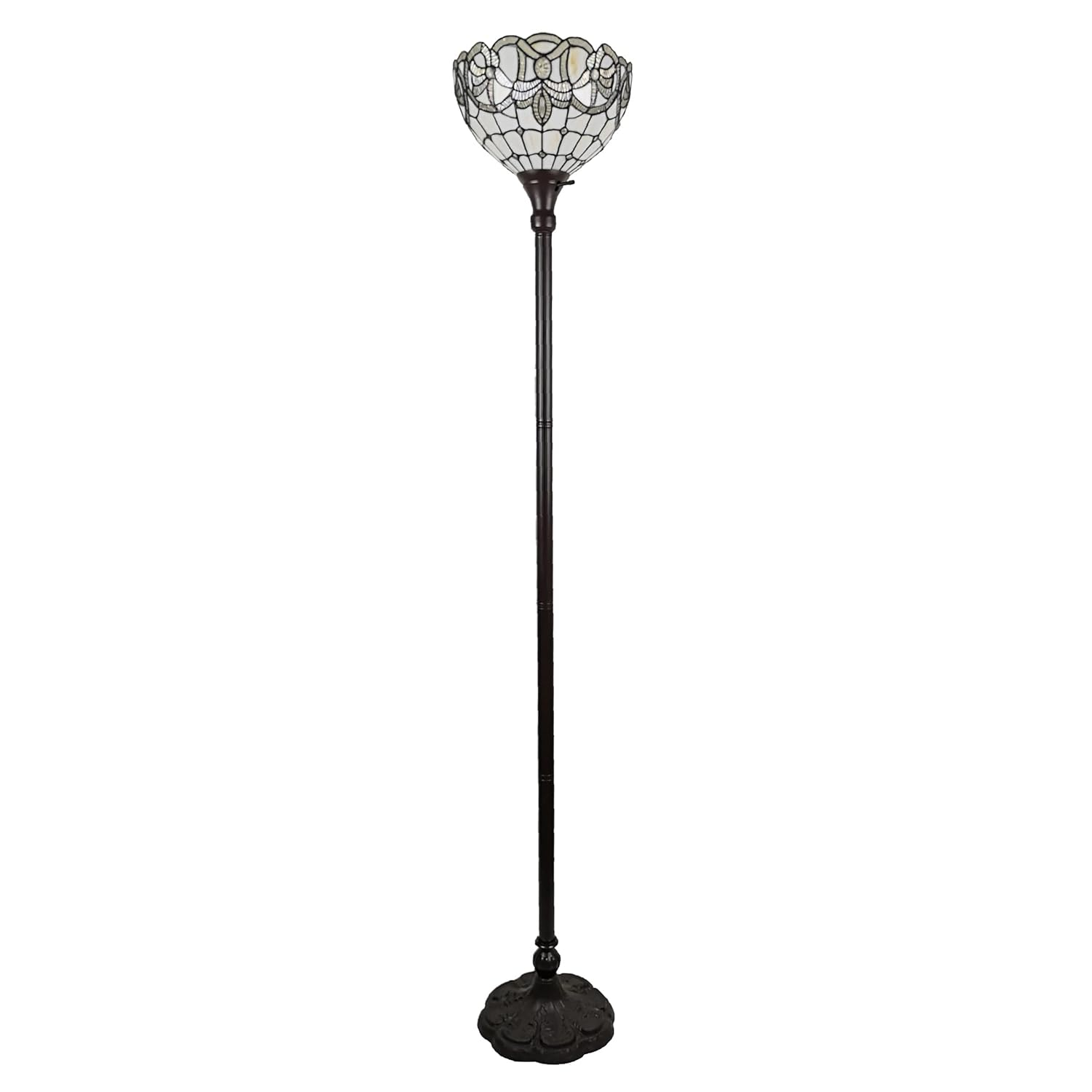 Amora Lighting White Color Torchiere Floor Lamp 72" Tall