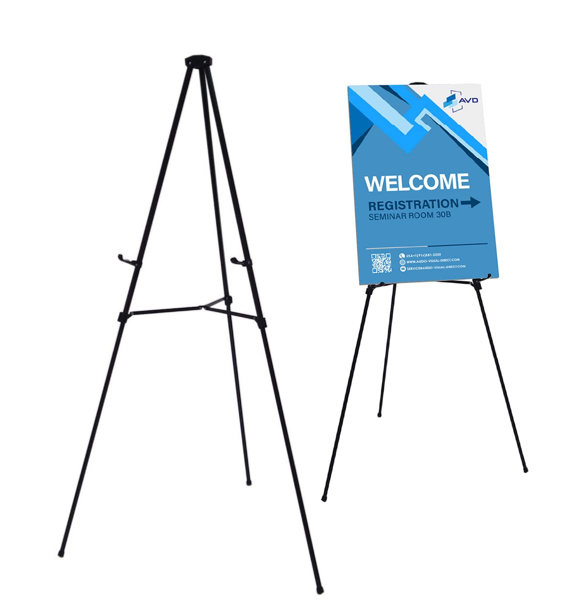 Audio-Visual Direct Lightweight Aluminum Telescoping Display Easel, 70 inches, Black