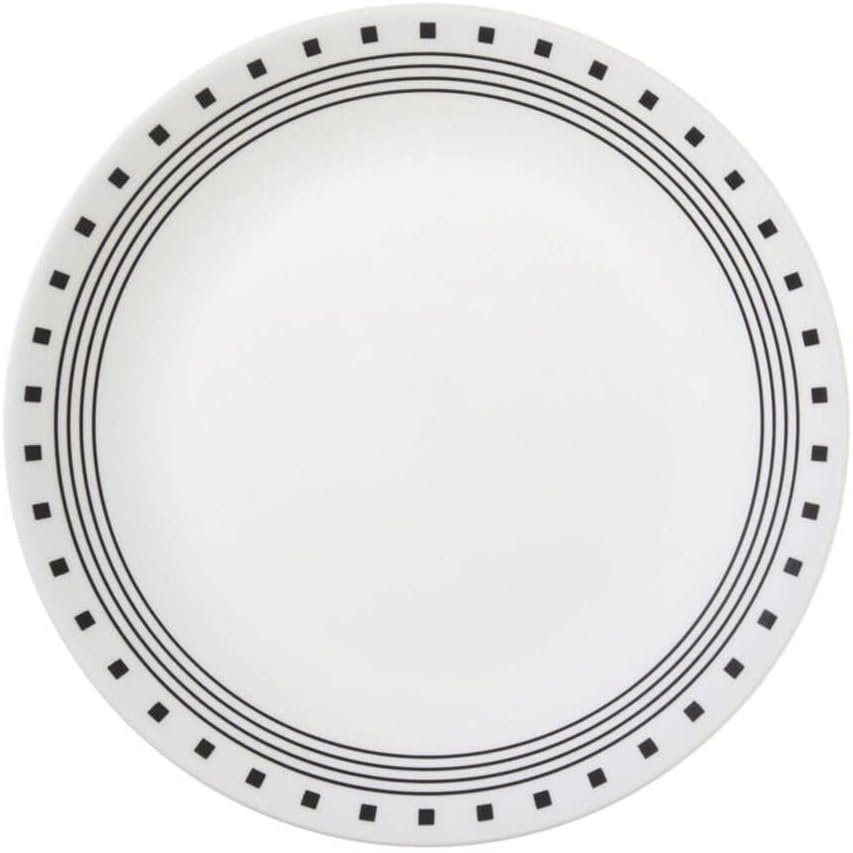 Corelle Livingware Black/White Glass City Block Dinner Plate 10-1/4 in. D 1pk/each