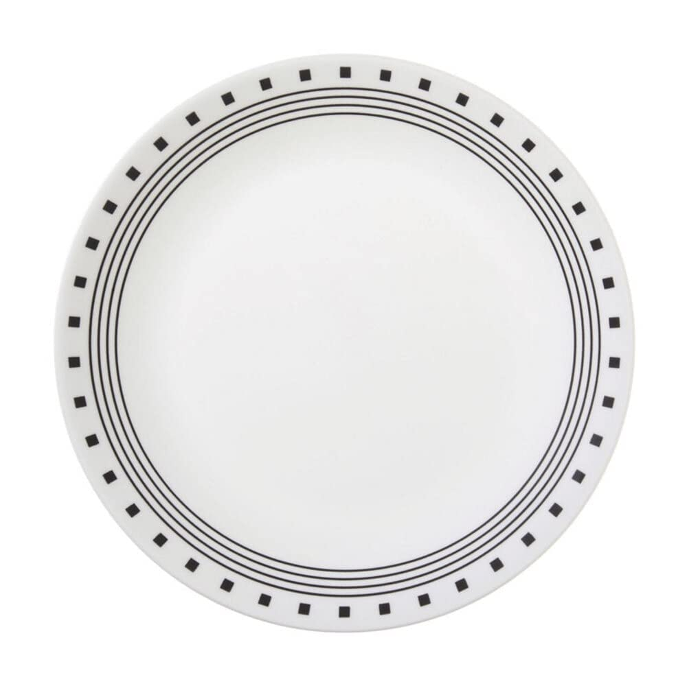 Corelle Livingware Black/White Glass City Block Dinner Plate 10-1/4 in. D 1pk/each