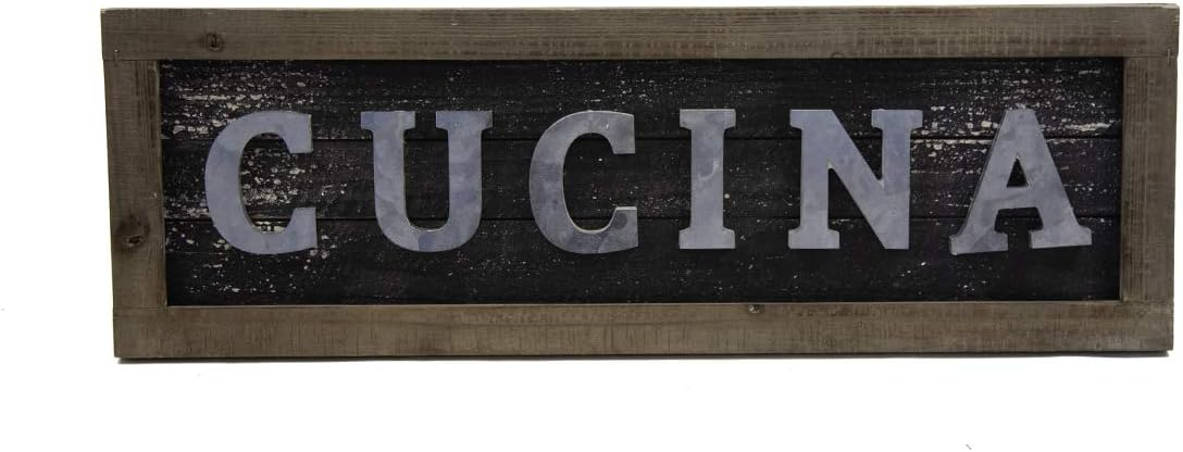 Designstyles Vintage Kitchen Decor Plaques - Cucina Italian Decorative Wooden Wall and Door Signs - Classic Housewarming and Hostess Gifts - Stylish Urban Chic Design