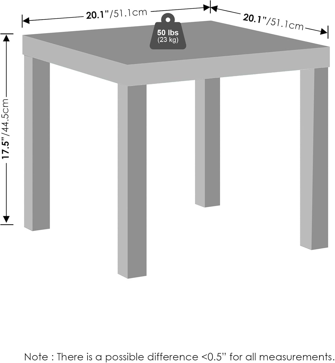 Furinno Simple Square Coffee Table, Side Table, White
