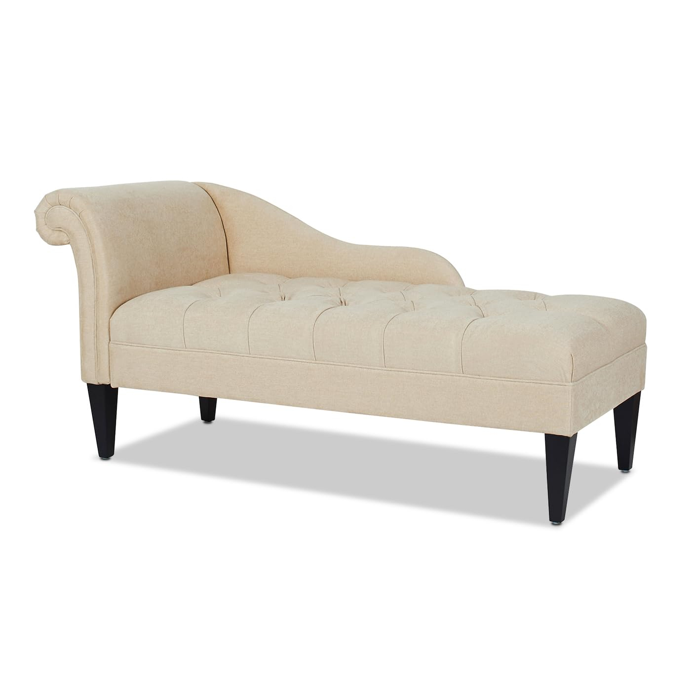 Harrison Tufted Roll Arm Chaise Lounge Beige