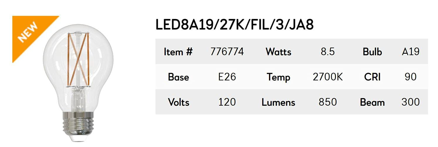 Clear Dimmable LED Filament Bulb for Decorative Fixtures