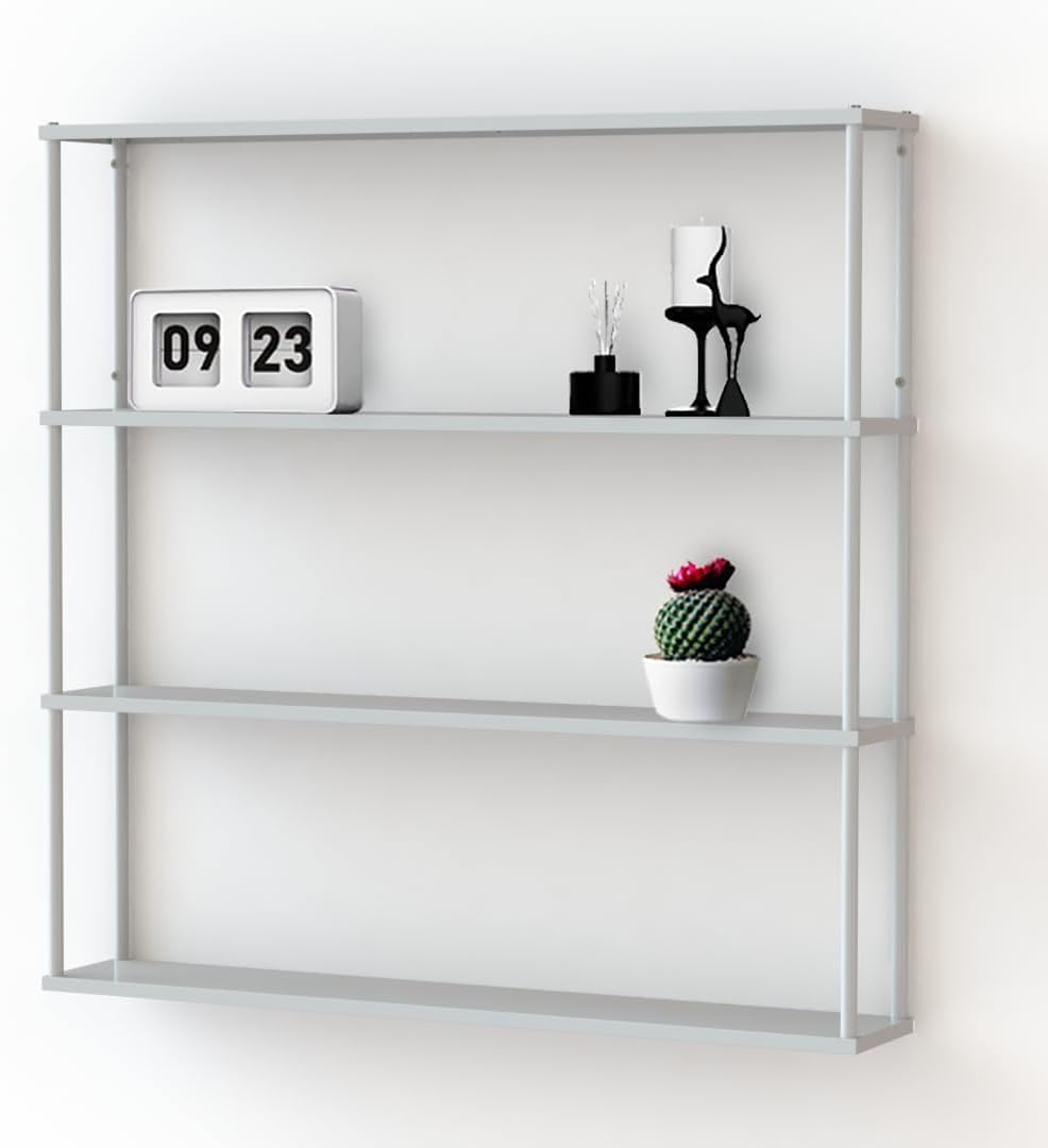 Mango Steam Wall-Mounted Steel Shelving Unit for Kitchen, Storage or Display Use - White - (36 H x 36 W x 6 D)