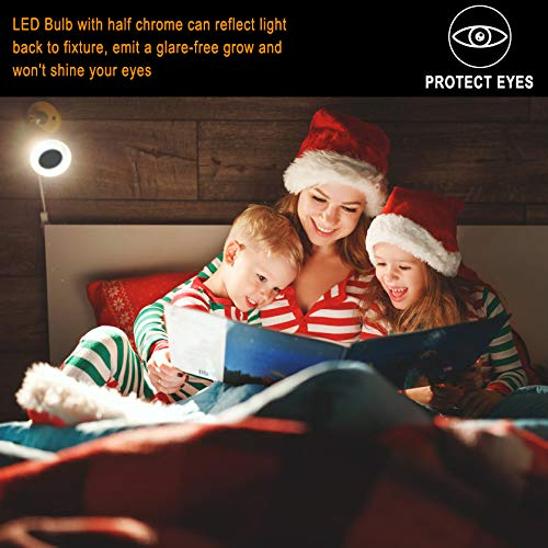 Half Chrome Light Bulb,6W (60W Equivalent) Dimmable LED Edison Bulb,G80/G25 Globe Shape Decorative LED Bulbs,Half Gold Reflected Light 2700K Soft White E26 Base Pack of 4