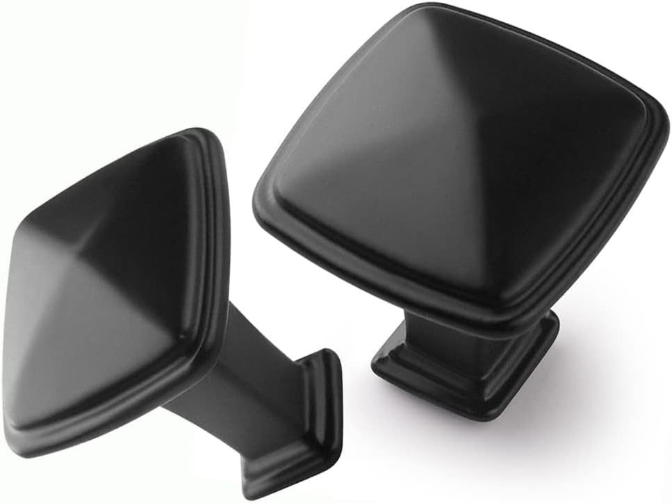 Black Cabinet Knobs - Modern Matte Black Drawer Knobs (1.14" - Kitchen, Dresser & Cupboard Closet)