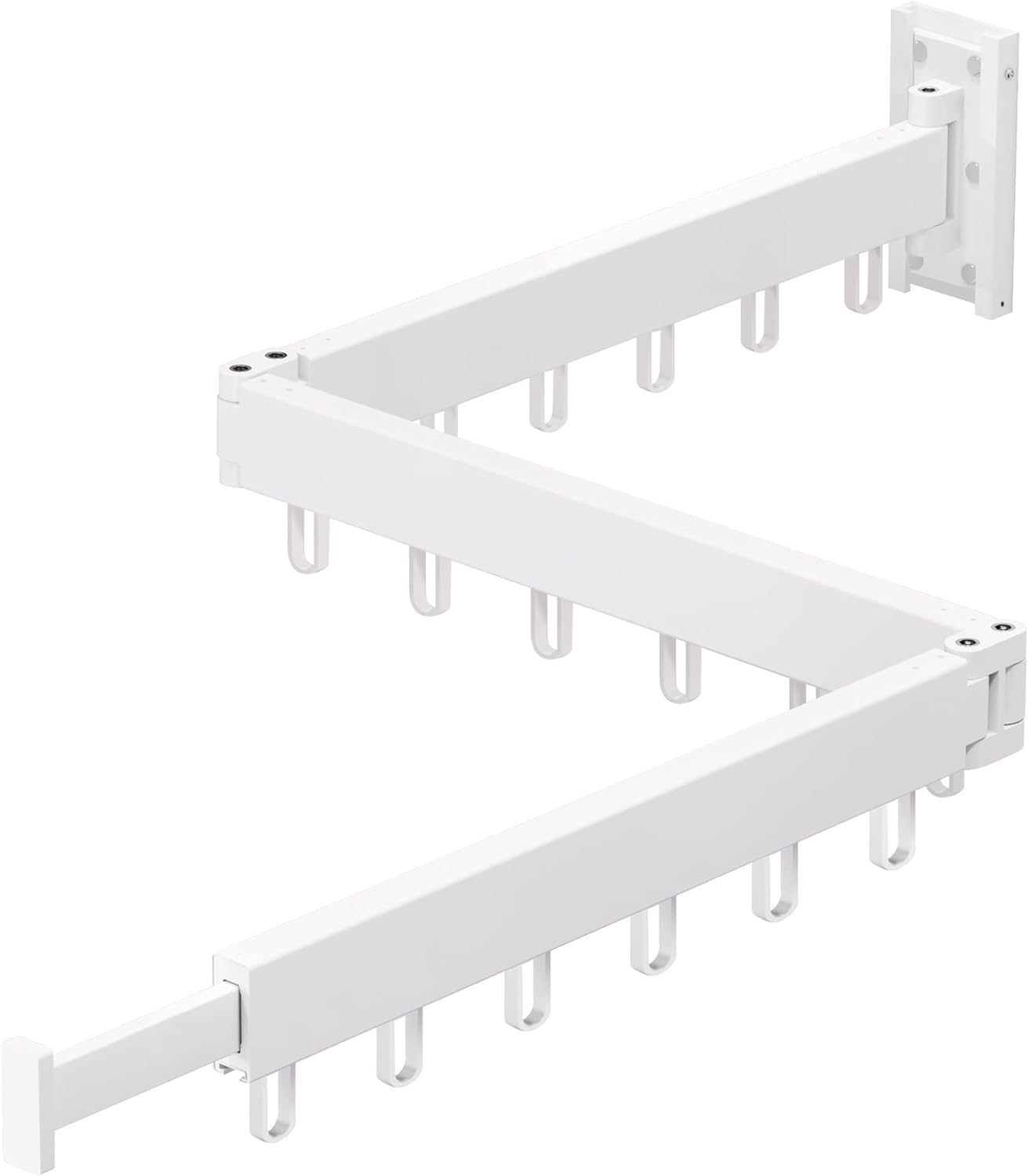 Clothes Drying Rack for Laundry, Retractable Clothes Hanger Rack Wall Mounted Folding Indoor, Drying Rack, Space Saver Clothes Rack,Collapsible (Tri-Fold) with 18 J-Hooks Laundry Rack White