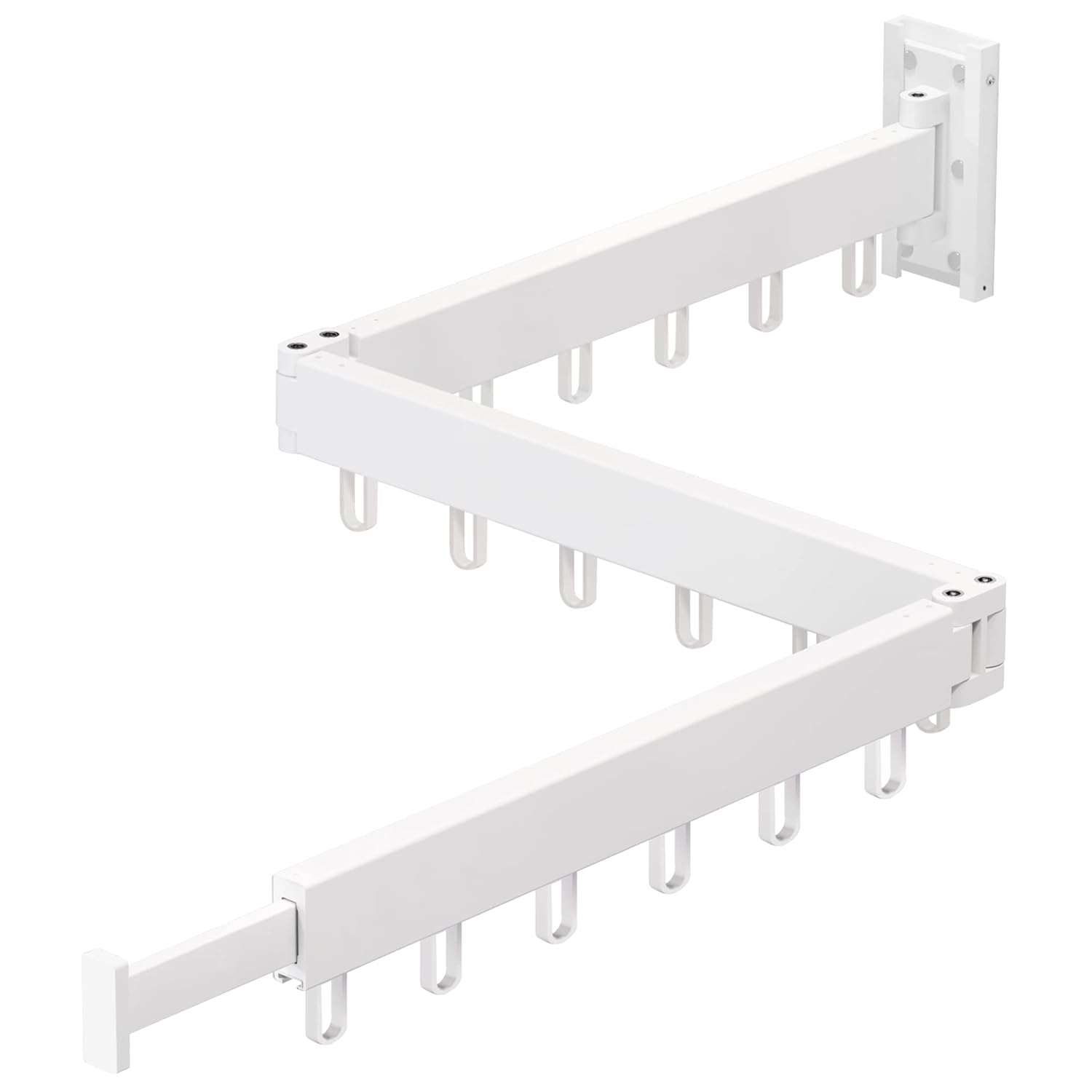 Dr.DJ Clothes Drying Rack for Laundry, Retractable Clothes Hanger Rack Wall Mounted Folding Indoor, Drying Rack, Space Saver Clothes Rack,Collapsible (Tri-Fold) with 18 J-Hooks Laundry Rack White