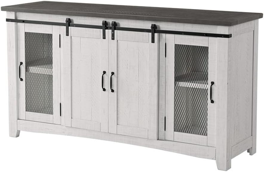 Martin Svensson Home Hampton Solid Wood TV Stand White Stain with Grey Stain Top