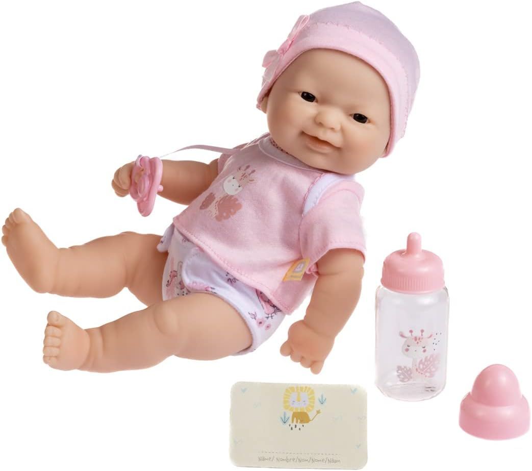 JC Toys - La Newborn Nursery | 7 Piece Doll Gift Set | 12" Life-Like Asian Doll with Accessories | Purple | Ages 2+ (18346) Pink Asian
