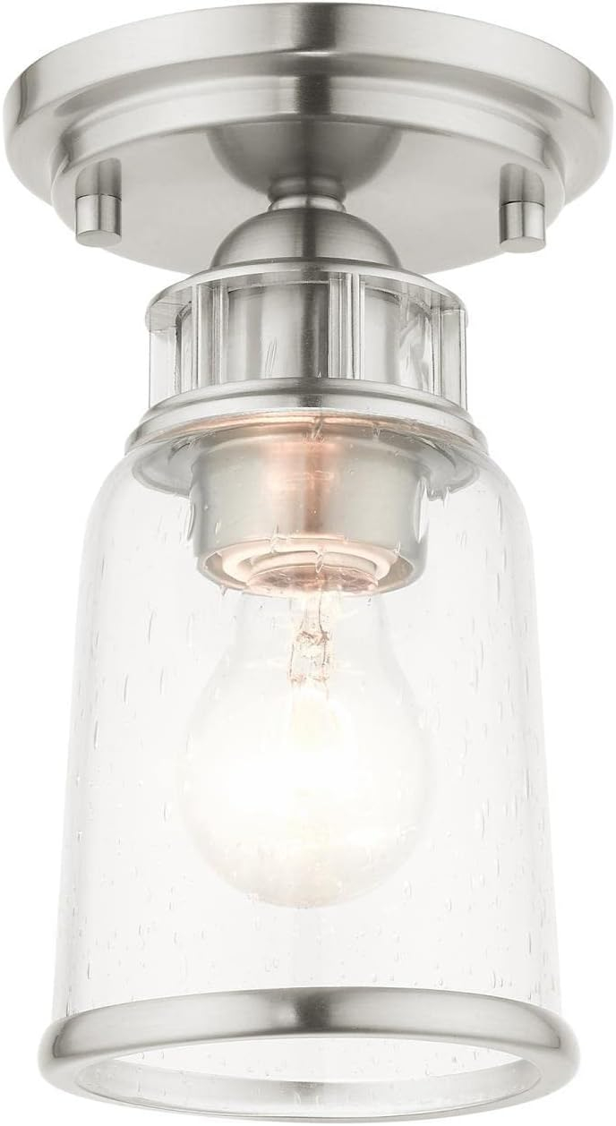 Livex Lighting Lawrenceville 1 - Light Flush Mount in  Brushed Nickel
