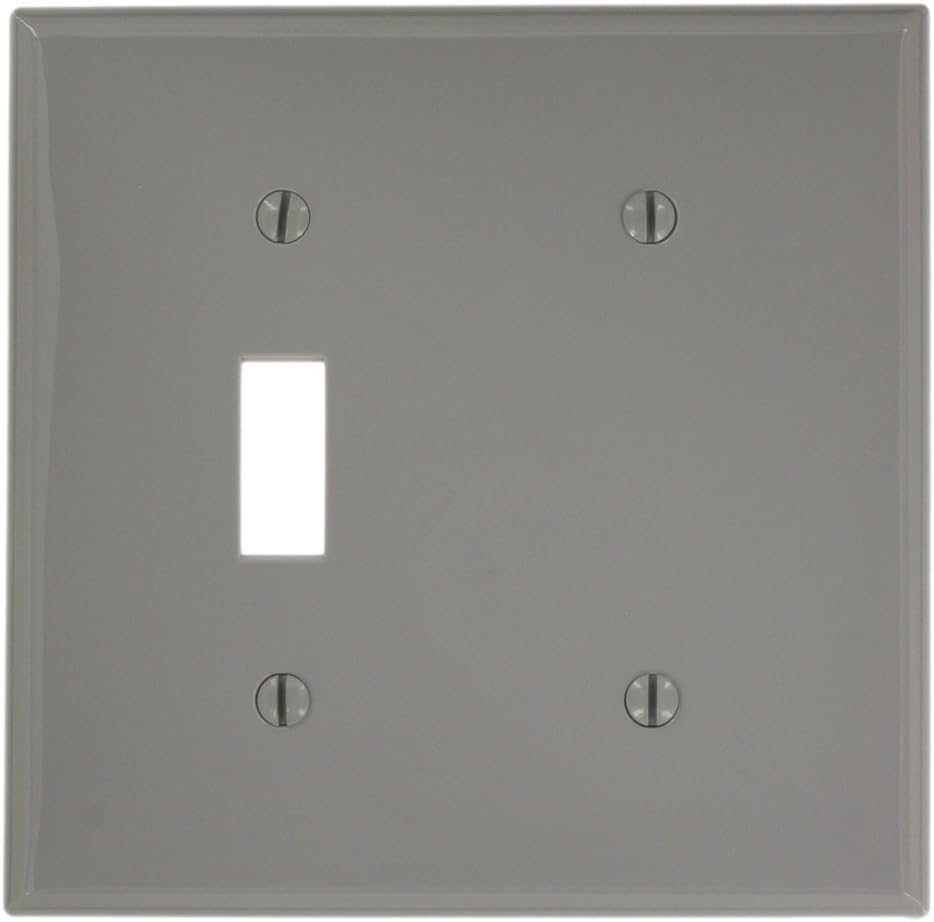 Gray Thermoplastic 2-Gang 1-Toggle 1-Blank Wallplate