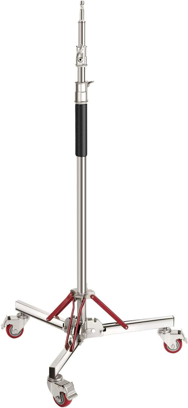 Neewer Heavy Duty Light Stand with Casters, Adjustable Tripod Stand with 100% Stainless Steel, Photography Wheeled Base Stand for Studio Softbox, Monolight, Reflector, Max Height: 10ft/305cm