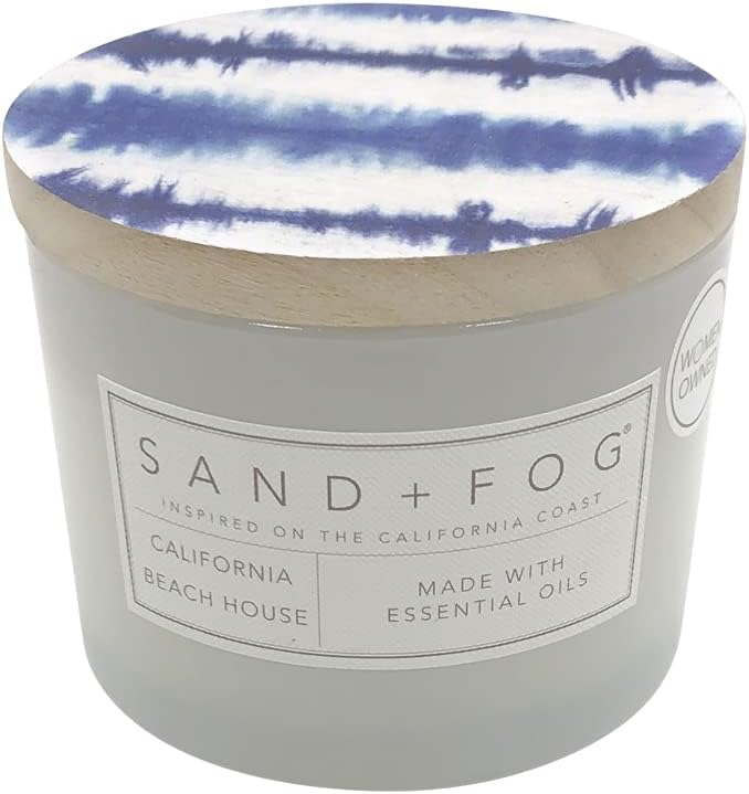Sand + Fog Scented Candle - California Beach House – Additional Scents and Sizes – 100% Cotton Lead-Free Wick - Luxury Air Freshening Jar Candles - Perfect Home Decor – 12oz