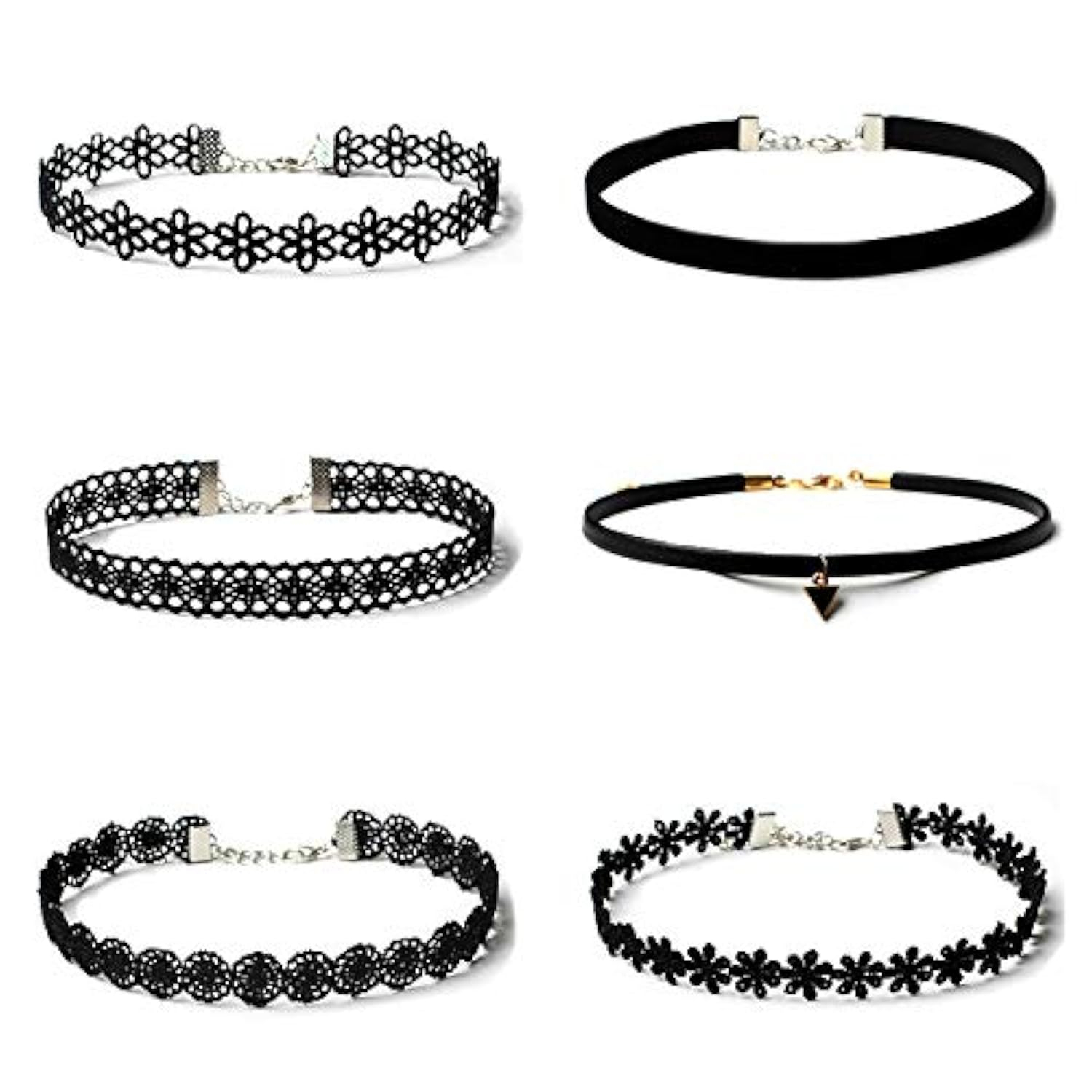 Maxforever 6 PCS Necklaces Black Velvet Choker Set Classic Gothic Tattoo Lace Chokers