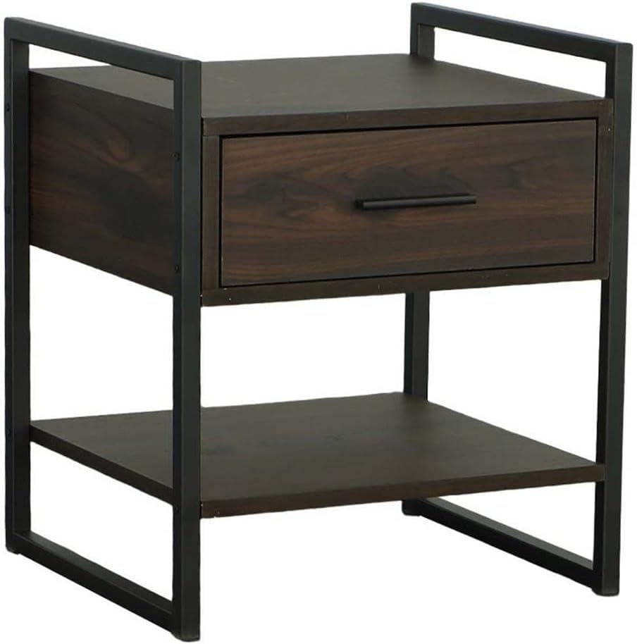 Progressive Furniture Leo Accent Nightstand in Sable Brown/Metal