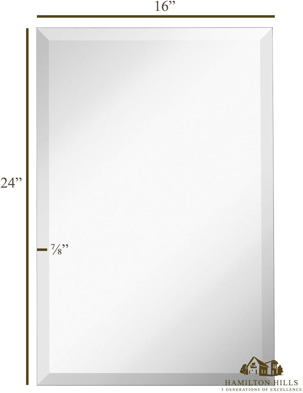 Hamilton Hills New Frameless Lightweight Beveled Mirror 30" x 40 Wall Mirror for Bathroom Vanity with Bevel