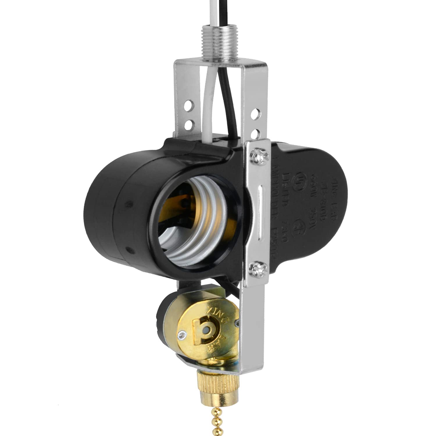 Zing Ear ZE-310D Ceiling Fan Light Replacement Parts, Fan Light Switch Pull Chain Switch for Lamp Holder Socket 660W-Brass
