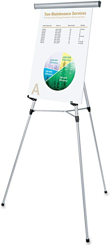 Universal  3-Leg Telescoping Easel with Pad Retainer  Adjusts 34'' to 64''  Aluminum  Silver