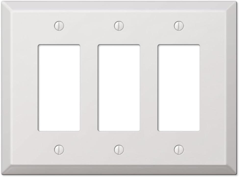 Amerelle 463RRRW Oversized Wallplate, 3 Rocker, Steel, White, 1-Pack