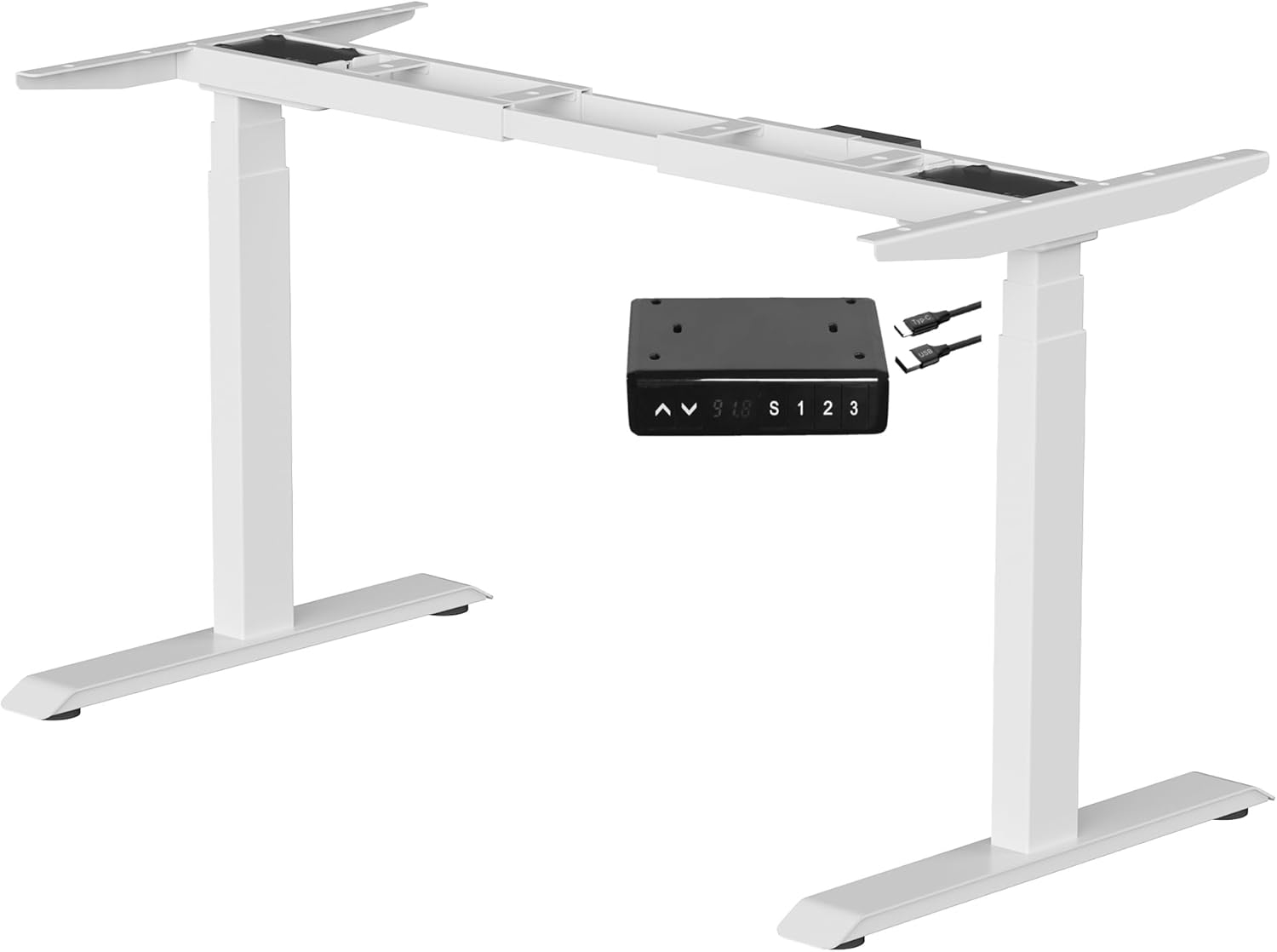 Fromann Dual Motor Electric Standing Desk Frame 3 Tier Legs Height Adjustable Handset with USB A+ C Ports Sit Stand up Desk Base for Home and Office (Black)