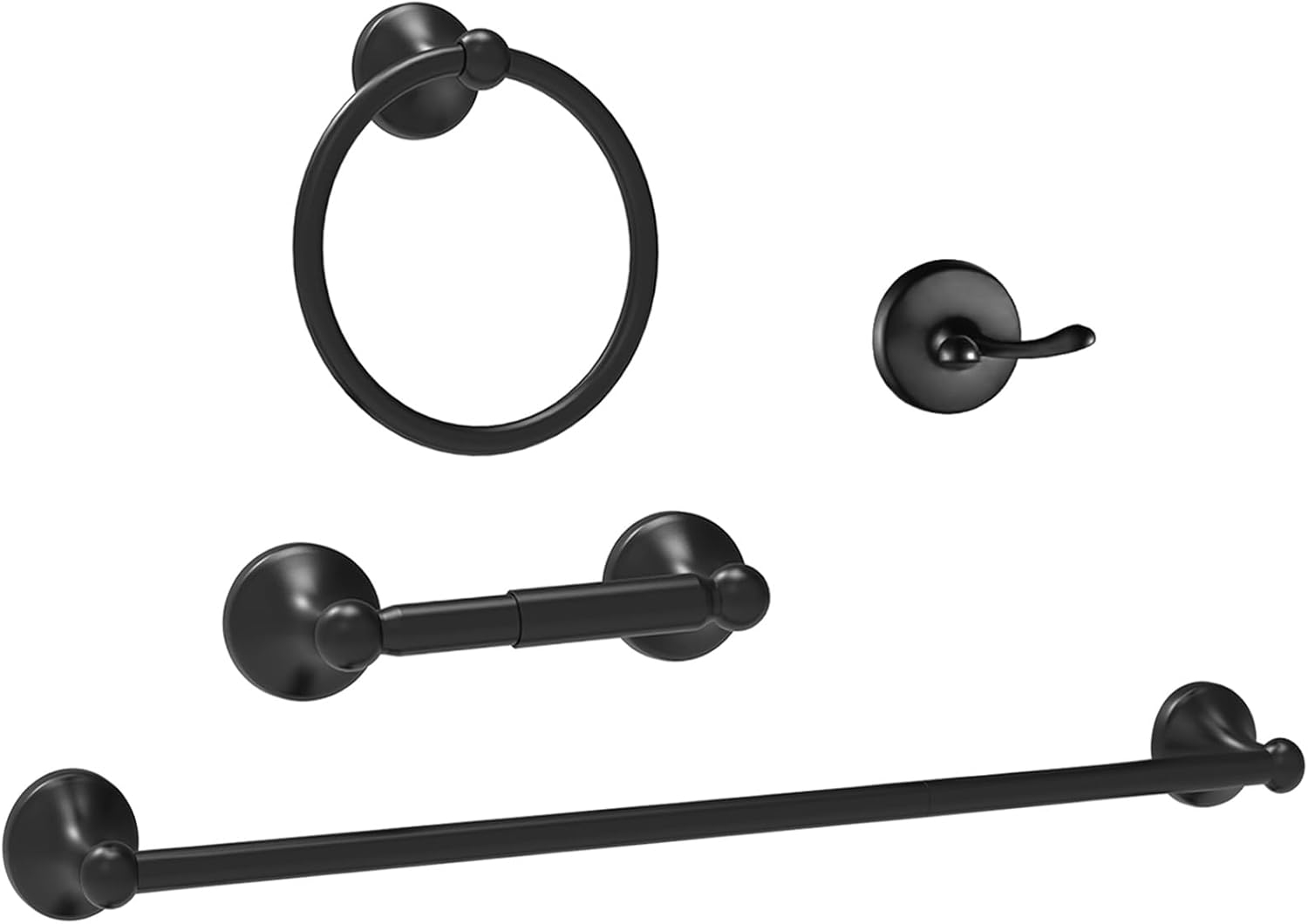 4-Piece Bathroom Hardware Accessory Set With 24" Towel Bar (Chrome Finish)