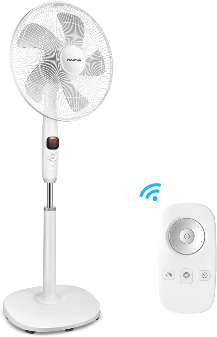 Pelonis 16" 12-Speed Oscillating Pedestal Fan, Ultra Quiet, Remote