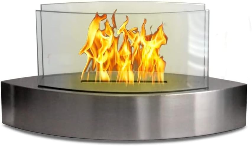 19" Silver Indoor Curved Tabletop Anywhere Fireplace