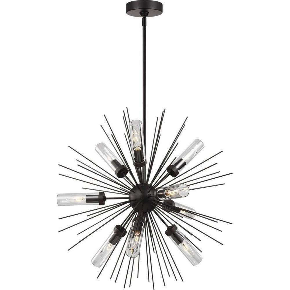 Oil Rubbed Bronze Sputnik Outdoor Chandelier with Clear Glass Shades
