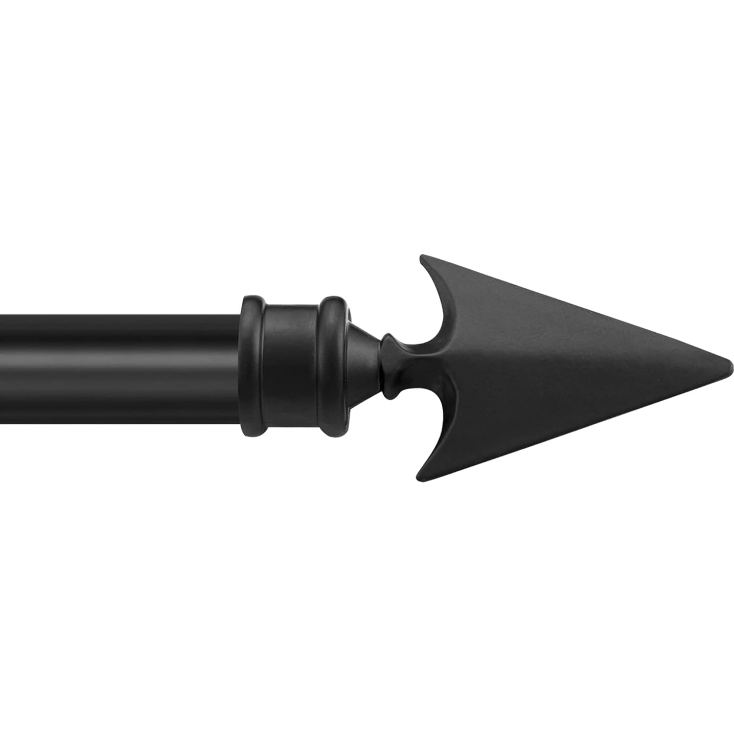 Deco Essential 36 to 66 Inches Adjustable Curtain Rod for Windows with Flat Arrow Finials & Bracket Set (3/4'' Diameter,Black)