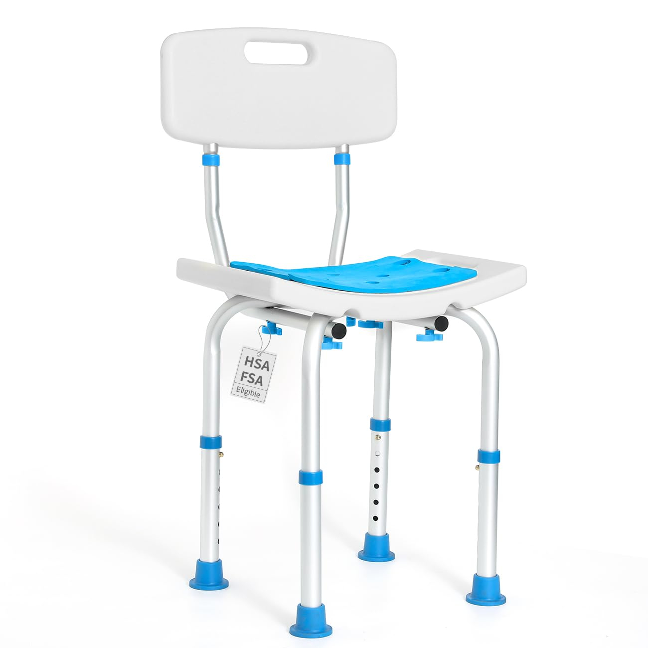 Adjustable Shower Chair with Back, HSA/FSA Eligible Shower Stool for Inside Shower, Tool-Free Shower Seat for Inside Shower, Waterproof Shower Chair for Inside Bathtub for Elderly/Handicap by SOUHEILO