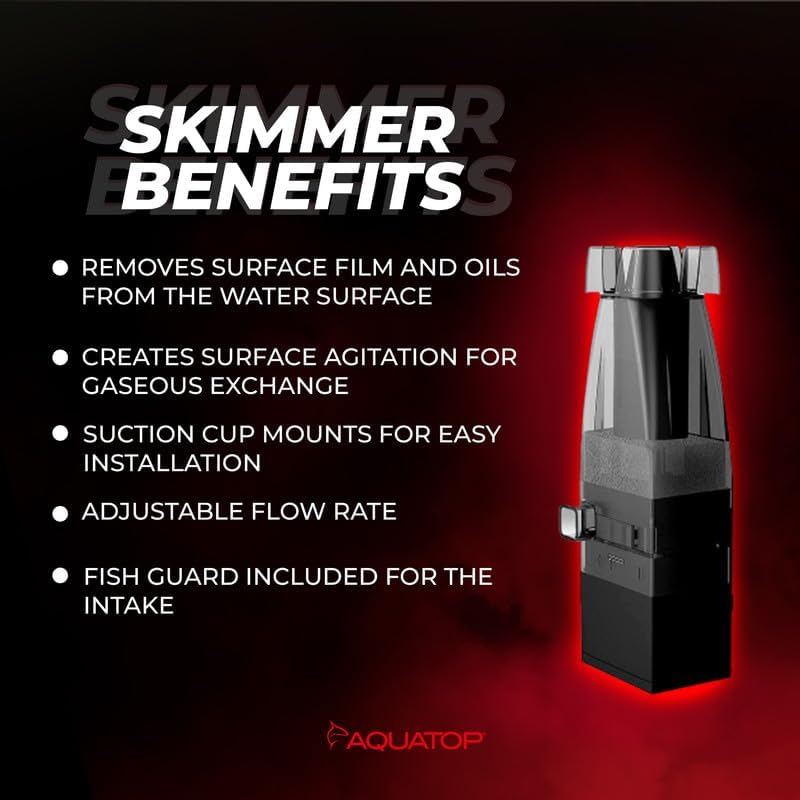 Aquatop Aquarium Surface Skimmer, 65 gallons per hour for Fish Tanks up to 100 gallons, SSK-65