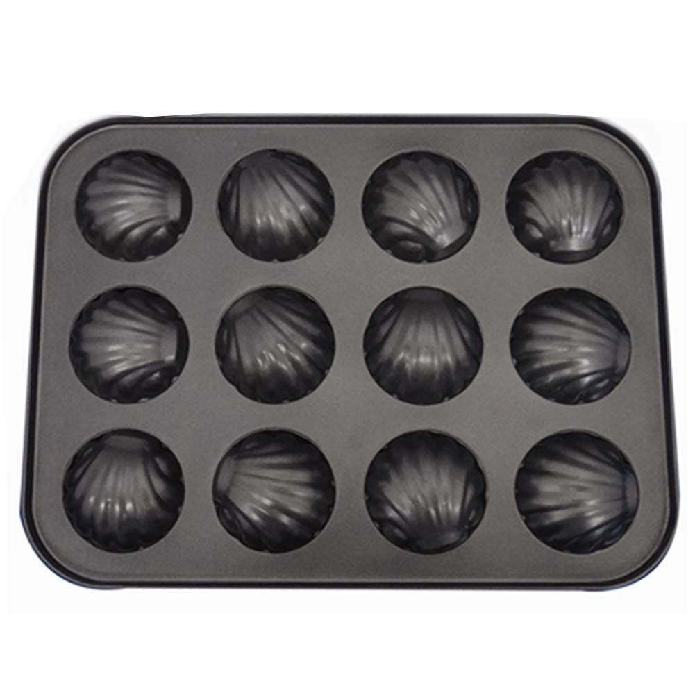 Mold Cake Pan for Madeleine, ZEENEEK 12-Cavity Non-Stick Spherical Shell Madeline Bakeware for Oven Baking - 2 Pack