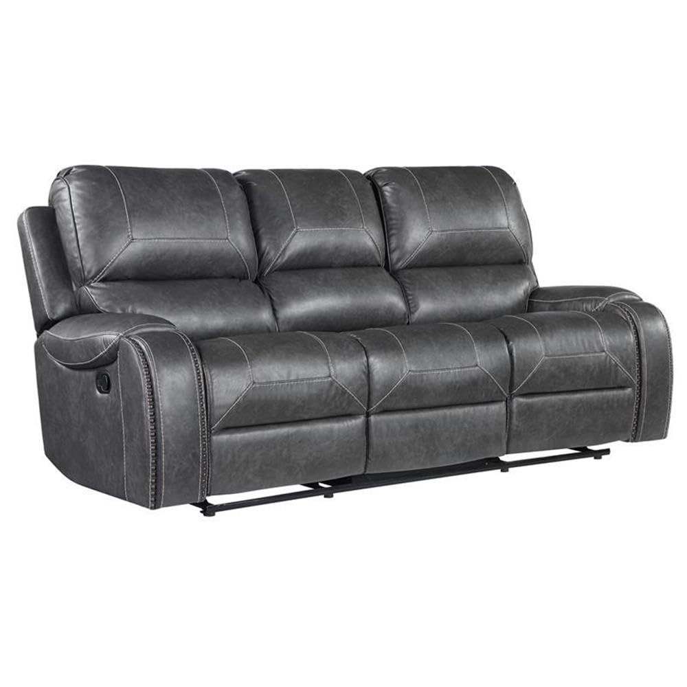 Steve Silver Keily Gray Faux Leather Manual Recliner Sofa