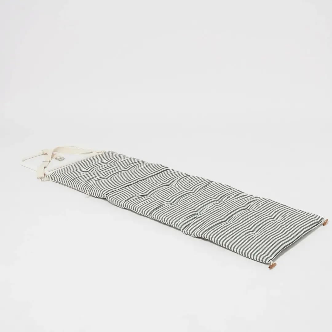 Olive and Cream Striped Cotton Canvas Beach Lounger