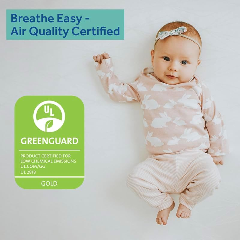 Sealy Baby Butterfly Breathable Waterproof Crib Mattress plus Toddler Bed Fit, Premium Foam, Washable Easy to Clean Cover, GREENGUARD Gold Certified, Safety & Quality Tested, Made in USA, 52"X28"