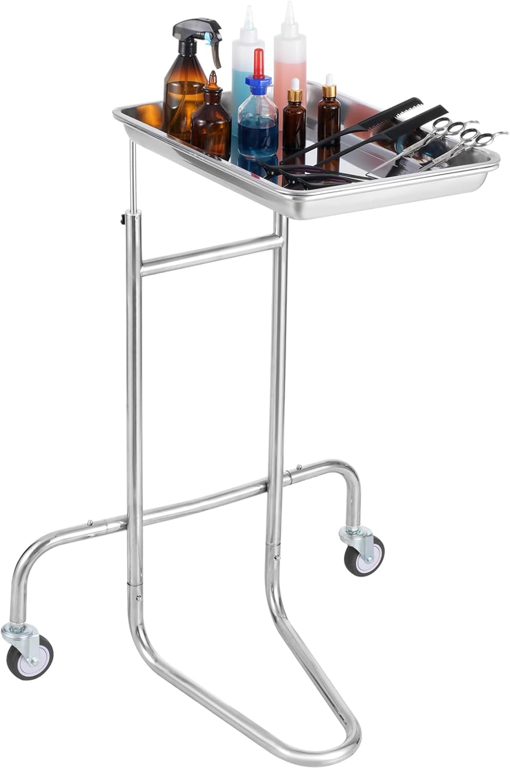 VEVOR Lab Rolling Cart, 2-Shelf Stainless Steel Rolling Cart, Lab Serving Cart with Swivel Casters, Dental Utility Cart for Clinic, Lab, Hospital, Salon, 15.16"x21.57"x34.06"