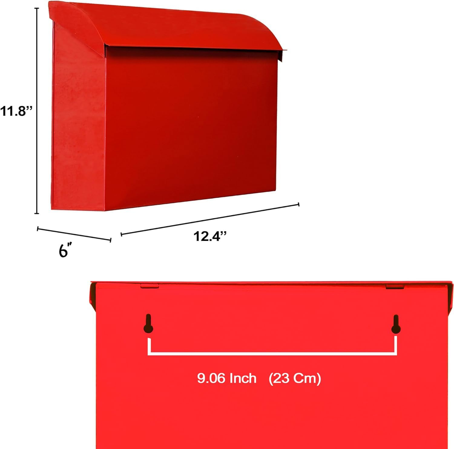NACH Baxter High Capacity Parcel Mailbox - Wall Mount Mailboxes for Outside, Rust Resistant Galvanized Metal Mailbox - Red Mailbox- 12.4”x7.1”x11.8, MB-7000RED