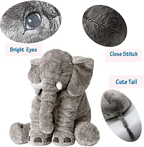 Giant Stuffed Animals Doll Elephant Stuffed Animal, 24" Stuffed Elephant Plush Toy Gifts for Girls Boys Gray