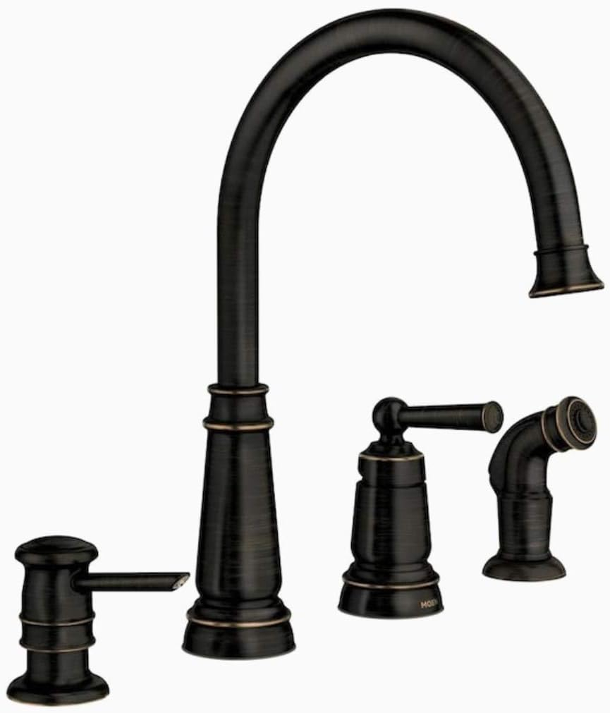 Moen Edison Mediterranean Bronze Single Handle Deck-mount Kitchen Faucet (Soap Dispenser Included) ( Side Sprayer Included )