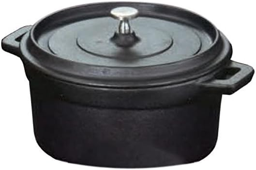 Black Cast Iron Mini Round Casserole Dish with Lid