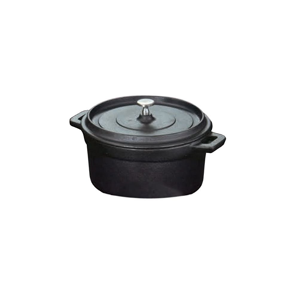 Black Cast Iron Mini Round Casserole Dish with Lid