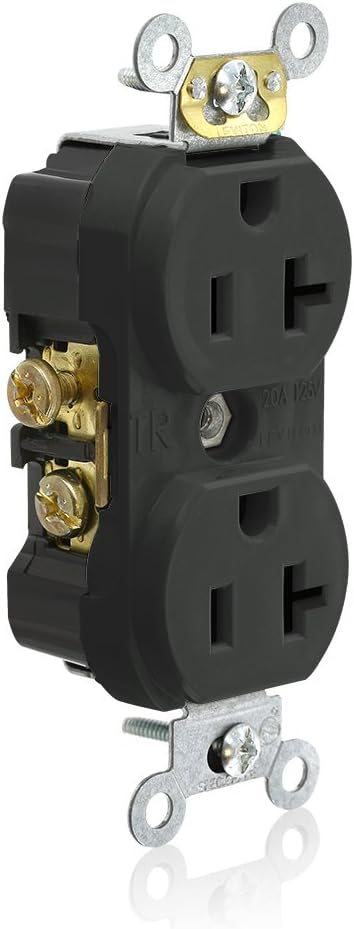 20 Amp 125 V Commercial Grade Tamper Resistant Duplex Outlet/Receptacle, Black (1-Pack) TCR20-E