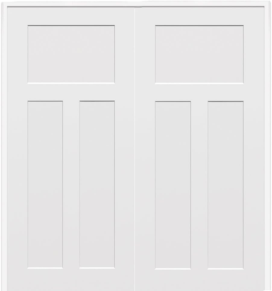 60 in. x 80 in. Smooth Craftsman Both Active Solid Core Primed Molded Composite Double Prehung Interior Door